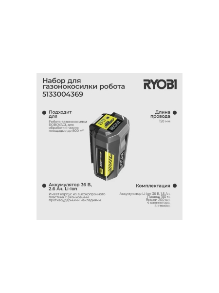 Набор для газонокосилки робота 800 кв.м RIK800 Ryobi