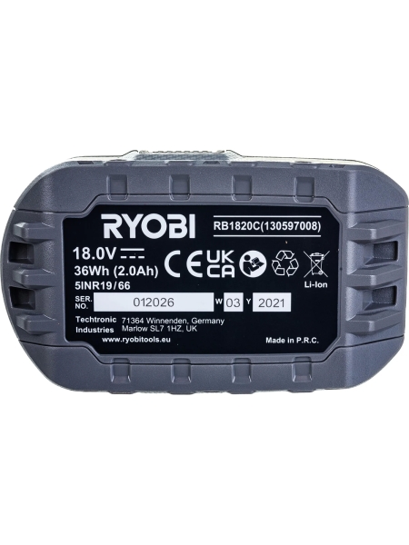 Аккумулятор Ryobi ONE+ 2.0 Ач RB1820C 5133005052