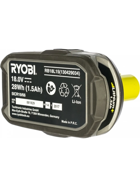 Аккумулятор Ryobi ONE+ RB18L15 (18 В; 1,5 А*ч; Li-ion) 5133001905