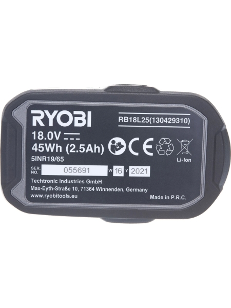 Аккумулятор Ryobi ONE+ RB18L25 5133002237 (18 В; 2.5 А*ч; Li-Ion)