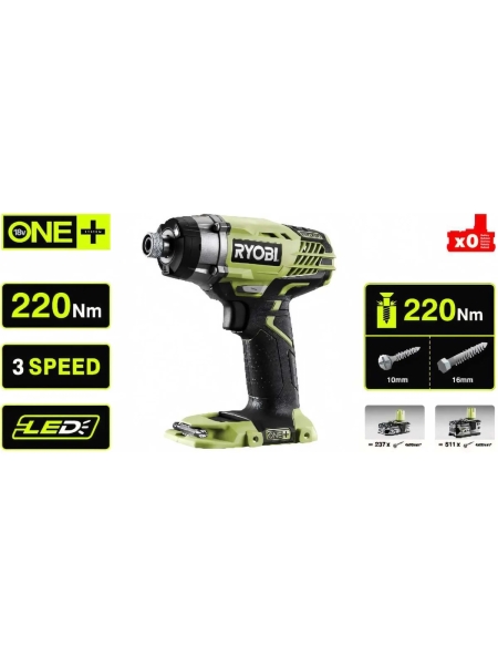 Импульсный винтовёрт Ryobi ONE+ R18iD3-0  без аккумулятора в комплекте 5133002613
