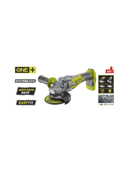 Углошлифмашина бесщеточная Ryobi ONE+ R18AG7-0  без аккумулятора в комплекте 5133002852