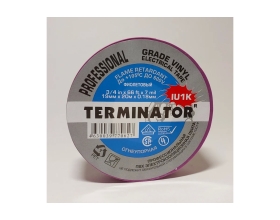 Изолента Terminator Iu1k фиолетовая, ПВХ, огнеупорная, всепогодная, 0.18 мм, 19 мм, 20 м 2000827