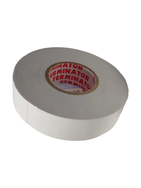 Изолента Terminator Ic6p белая, ПВХ, супер премиум класса, огнеупорная, самозатухающая, всепогодная, 0.18 мм, 19 мм, 20 м 2000257