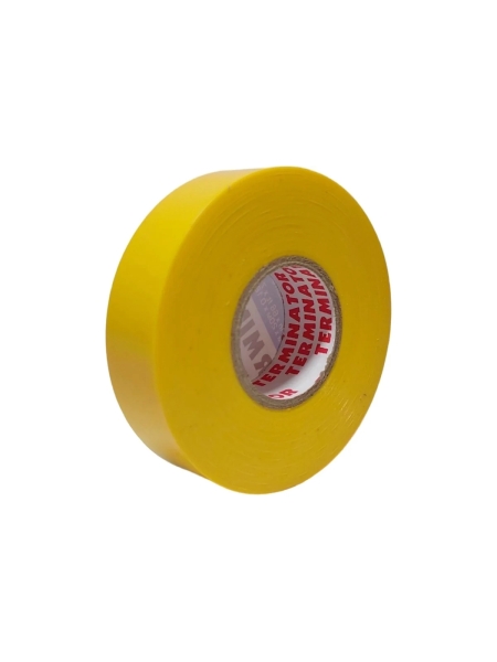 Изолента Terminator Iu1k желтая, ПВХ, огнеупорная, всепогодная, 0.18 мм, 19 мм, 20 м 2000824