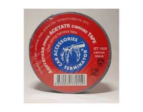 Тканевая ацетатная изолента Terminator Izt 1925 canvas черная, 19мм х 25м, толщина 0,2мм, огнеупорная 20008328