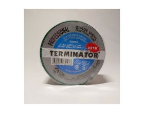 Изолента Terminator Iu1k зеленая, ПВХ, огнеупорная, всепогодная, 0.18 мм, 19 мм, 20 м 2000825