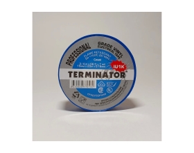 Изолента Terminator Iu1k синяя, ПВХ, огнеупорная, всепогодная, 0.18 мм, 19 мм, 20 м 2000821