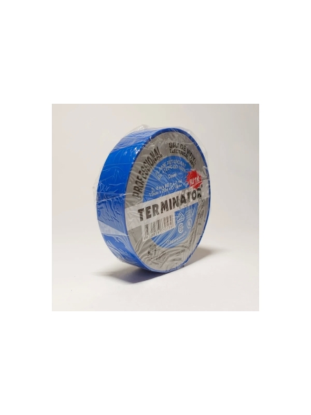 Изолента Terminator Iu1k синяя, ПВХ, огнеупорная, всепогодная, 0.18 мм, 19 мм, 20 м 2000821