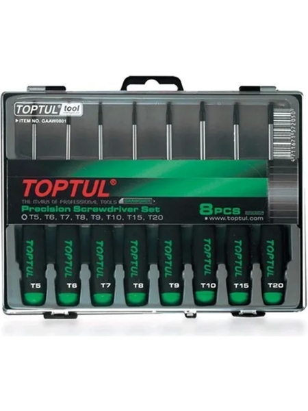 Набор отверток для точных работ TOPTUL TORX T5-T20 8 шт. GAAW0801