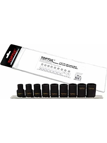 Набор головок для сорванных граней 1/2"DR, 9 предметов, на подвесе TOPTUL GAAG0903