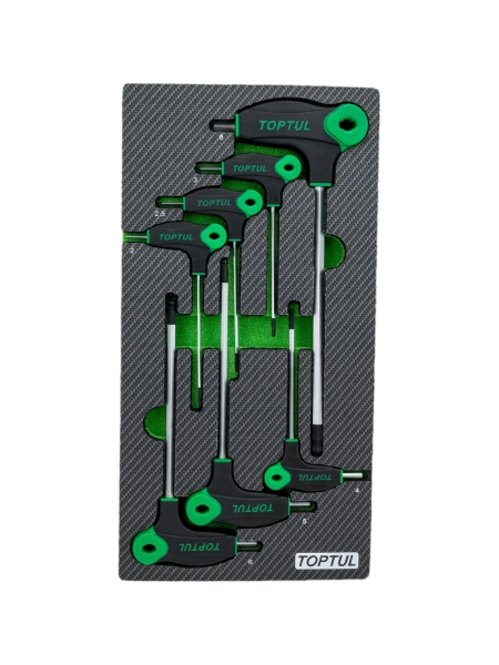 Набор шестигранных отверток TOPTUL с L-образной ручкой, 2-8 мм, 7 предметов, в мягком ложементе GEA0712