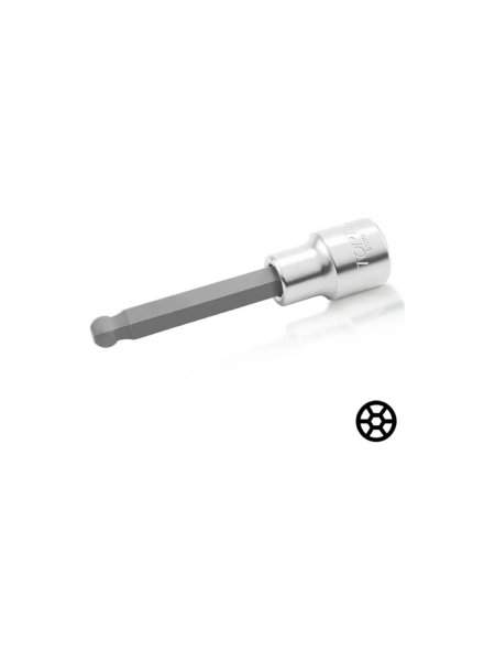 Головка торцевая с шестигранной вставкой, с шаром HEX 8 мм, L=100 мм, 1/2"DR TOPTUL BCPA1608