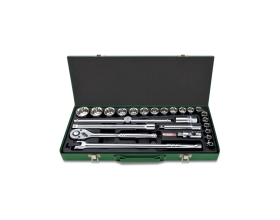 Набор головок и аксессуаров TOPTUL 1/2 DR 12-гранных дюймовых 5/16 DR-1-1/4 DR, 25 предметов в металлическом кейсе GCAD2514