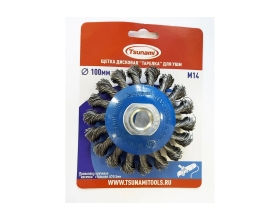 Щетка дисковая тарелка Tsunami 100 мм, M14, проволока крученая стальная T61101000302011