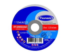 Круг зачистной по металлу (125х6х22 мм, A 24 R BF L) Tsunami D16110012562300