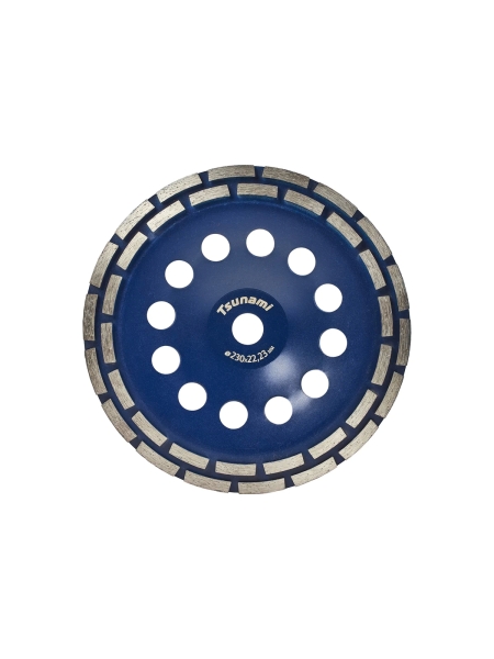 Чашка алмазная двухрядная по бетону 230x22.23 мм Tsunami DD0101230022000