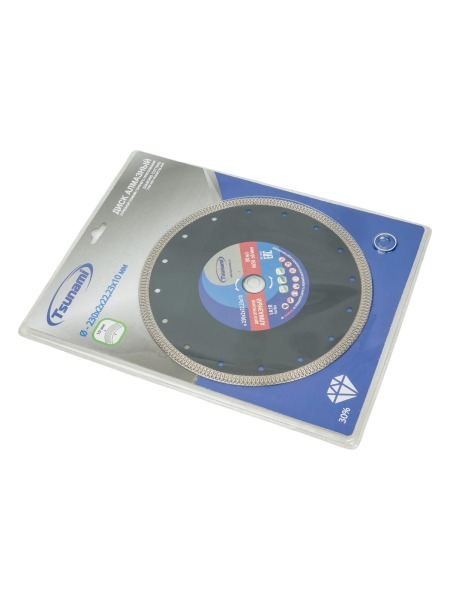 Диск алмазный по керамограниту 230x2.5x22.23x10 мм, тонкий, горячего прессования Tsunami DD0020230022005