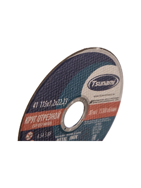 Круг отрезной по металлу и нержавеющей стали (115х1,2х22 мм, A 54 S BF L) Tsunami D16101151322000