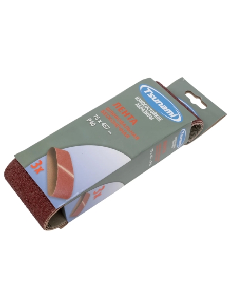 Лента шлифовальная 75x457 мм, А40 (14А 40/Р40), 3 шт Tsunami D761A0754570040