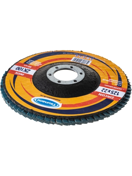 Круг лепестковый циркониевый по металлу и нержавеющей стали (125х22 мм, ZK100, 38А) Tsunami КЛТ1 D9610000ZK12581