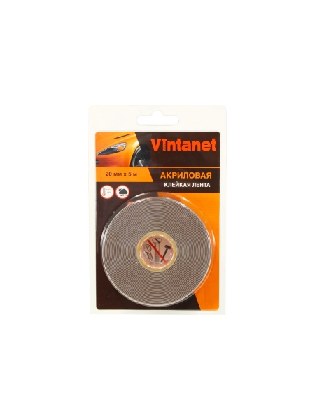 Клейкая двусторонняя акриловая лента Vintanet VN8049, цвет серый, 20 мм х 5 м VN8049205