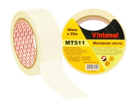 Малярная лента Vintanet 80С, MT511, 150 мкм, 36мм х 25м MT5113625