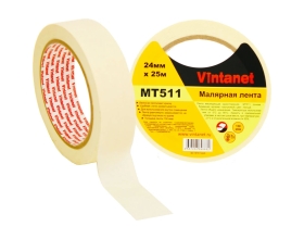 Малярная лента Vintanet 80С, MT511, 150 мкм, 24мм х 25м MT5112425