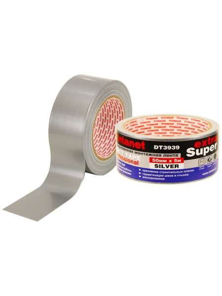 Монтажная армированная лента Vintanet DT3939 ЭКСТРА СУПЕР, серебряная, 50 мм х 5 м DT3939505S