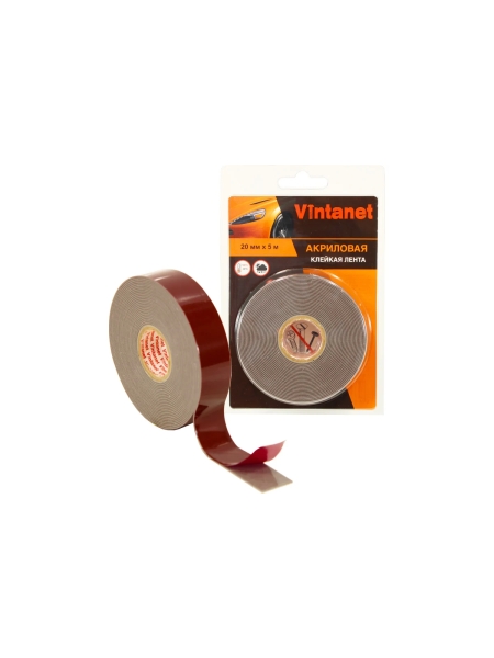 Клейкая двусторонняя акриловая лента Vintanet VN8049, цвет серый, 20 мм х 5 м VN8049205