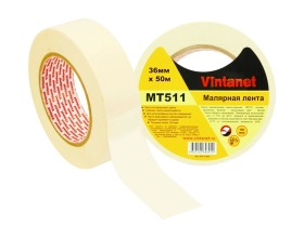 Малярная лента Vintanet 80С, MT511, 150 мкм, 36мм х 50м MT5113650