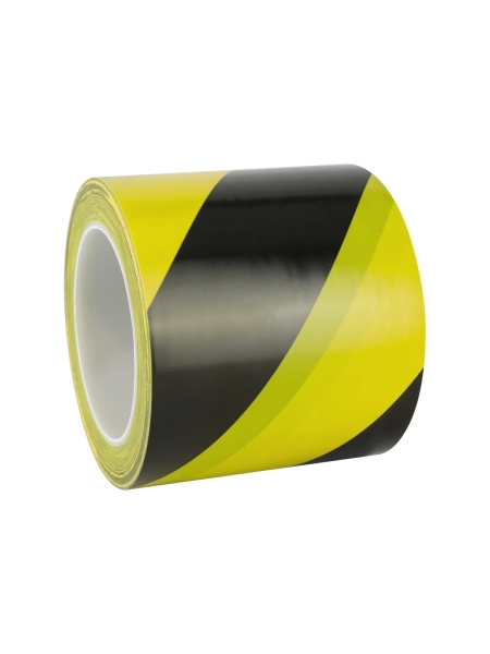Лента односторонняя ПВХ для разметки Vintanet 911 черно-желтая, 190 мкм, 100мм х 33м 911YBL 100MMХ33M