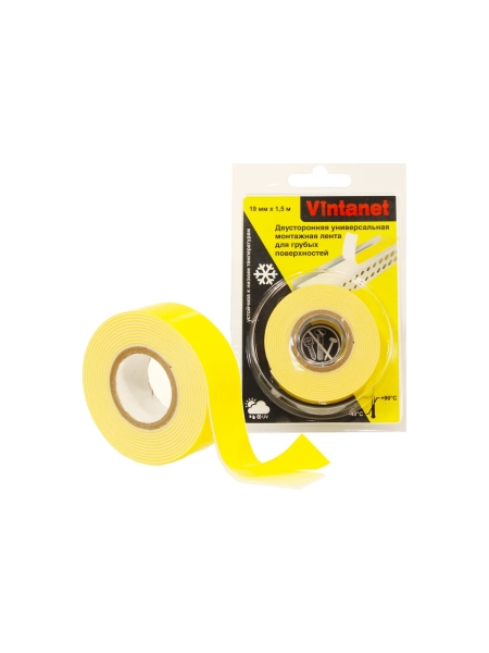 Двусторонняя монтажная лента для грубых поверхностей VINTANET VN115, 19мм х 1,5 м VN1151915
