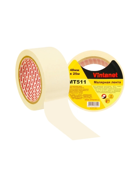 Малярная лента Vintanet 80С, MT511, 150 мкм, 48мм х 25м MT5114825