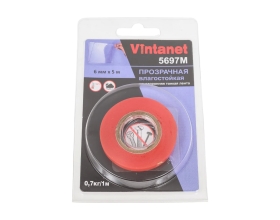 Двусторонняя лента на ПЭТ основе Vintanet 5697М прозрачная, влагостойкая, 6 мм х 5 м 5697M 6MMX5M