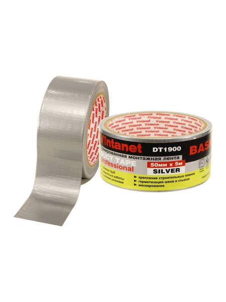 Монтажная армированная лента VINTANET DT1900 базовая, серебряная, 50 мм, 5 м DT1900505S