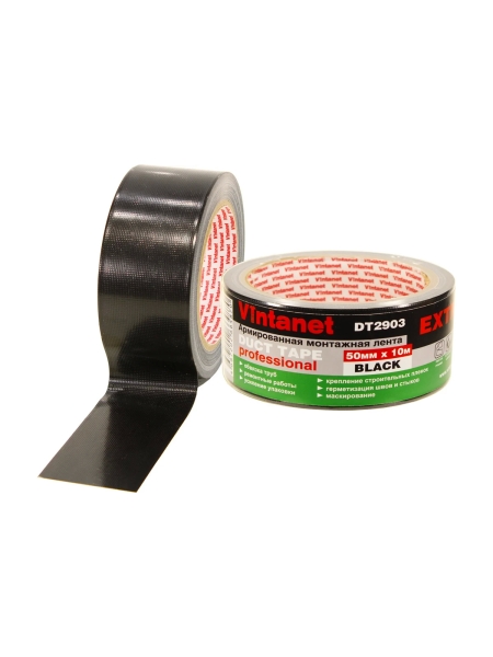 Монтажная армированная лента VINTANET DT2903 ЭКСТРА, черная, 50 мм, 10 м DT29035010B