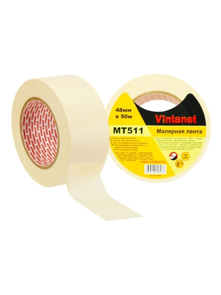 Малярная лента Vintanet 80С, MT511, 150 мкм, 48мм х 50м MT5114850