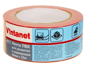 Односторонняя ПВХ лента для разметки Vintanet 411 красная, 50 мм, 33 м 411R