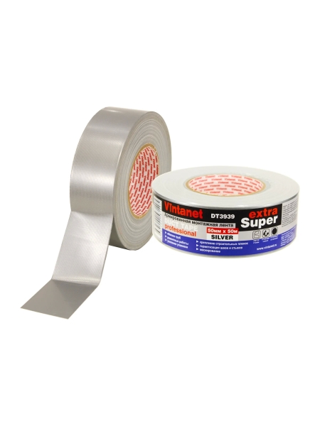 Монтажная армированная лента Vintanet DT3939 ЭКСТРА СУПЕР, серебряная, 50 мм х 50 м DT39395050S