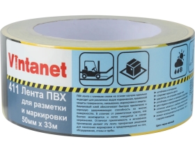 Односторонняя ПВХ лента для разметки Vintanet 411 черно-желтая, 50 мм, 33 м 411YBL