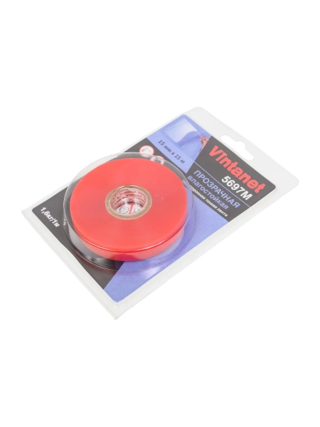 Двусторонняя лента на ПЭТ основе VINTANET 5697М, прозрачная, влагостойкая, 15 мм, 15 м 5697M 15MMX15M