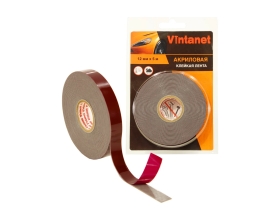 Клейкая двусторонняя акриловая лента Vintanet VN8049, цвет серый, 12 мм х 5 м VN8049125