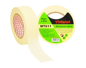 Малярная лента Vintanet 120С, MT611, 160 мкм, 36мм х 50м MT6113650