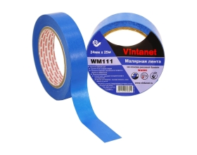 Малярная лента на основе рисовой бумаги Washi для четкого края VINTANET WM111, синяя, 24 мм х 25 м WM1112425