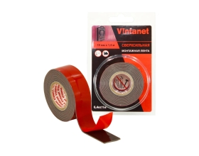 Монтажная сверхсильная клейкая двусторонняя лента Vintanet VN1146, цвет черный, 19 мм х 1,5 м VN11461915