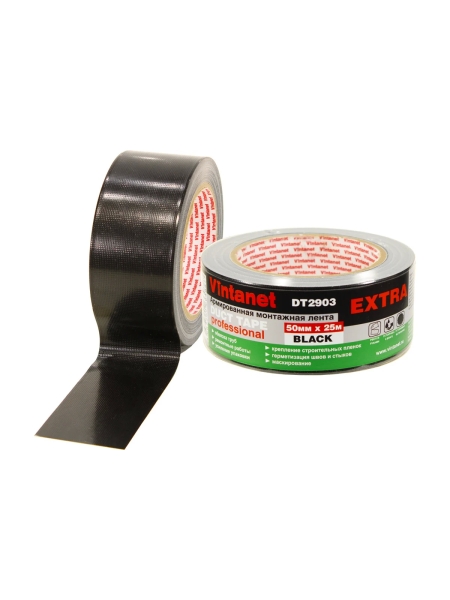 Монтажная армированная лента VINTANET DT2903 ЭКСТРА, черная, 50 мм, 25 м DT29035025B
