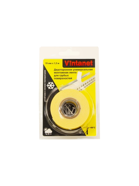 Двусторонняя монтажная лента для грубых поверхностей VINTANET VN115, 19мм х 1,5 м VN1151915
