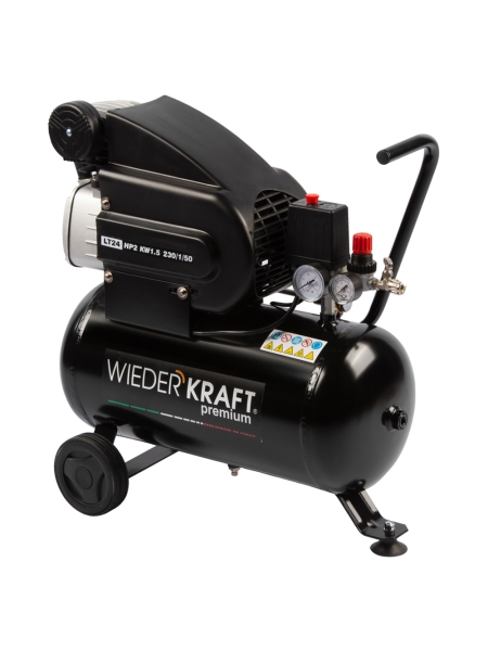 Масляный поршневой компрессор с прямым приводом WIEDERKRAFT 225 л/мин, 24л., WDK-90225