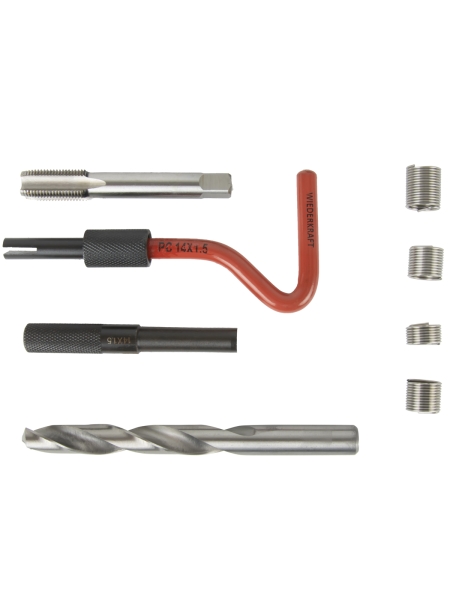 Набор для восстановления резьбы WIEDERKRAFT M14x1,5, 16 предметов WDK-ST1415